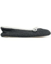 N.Peal Cashmere Bow Tie Slippers - Gray
