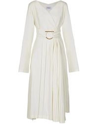 Ferragamo - Belted Wrap Midi Dress - Lyst