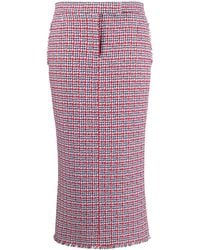 Thom Browne - Check-Pattern Tweed Midi Skirt - Lyst