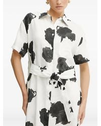 Liviana Conti - Rose-Print Belted Midi Shirt Dress - Lyst