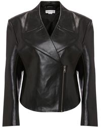 Victoria Beckham - Bonded Leather Biker Jacket - Lyst