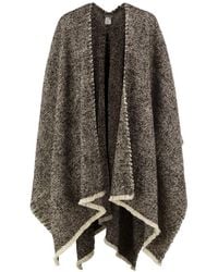 Brunello Cucinelli - Capa De Lana Con Motivo De Espiga Y Flecos - Lyst