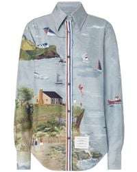Thom Browne - Nantucket Scenic-Print Silk Shirt - Lyst