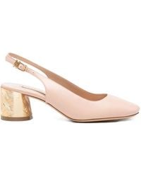 Casadei - Minorca Woven-Block-Heel Slingback Sandals - Lyst