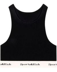 Sporty & Rich - Serif Logo Cropped Tank Top - Lyst