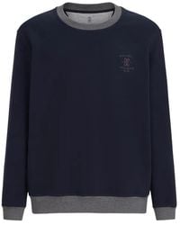 Brunello Cucinelli - Cotton French Terry Sweatshirt With Embroidery - Lyst
