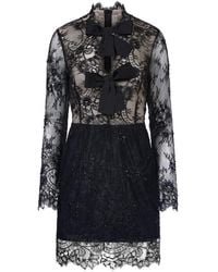 Mia Peculiar - Lace Bows-Embellishment Mini Dress - Lyst