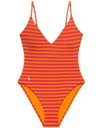 Polo Ralph Lauren - Cable-Knit Striped-Pattern Swimsuit - Lyst