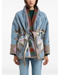 Bazar Deluxe - Geometric-Pattern Fringed Coat - Lyst