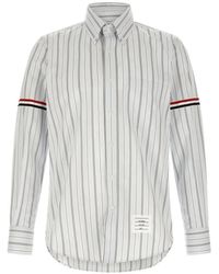Thom Browne - Poplin Hairline Stripe Shirt With Armbands - Lyst