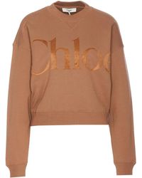 Chloé - Felpa Con Logo Goffrato - Lyst