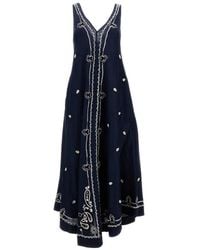 P.A.R.O.S.H. - Intricately Embroidered A-Line Linen Dress - Lyst