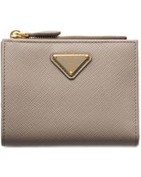 Prada - Petit Portefeuille En Cuir Saffiano À Logo Triangle - Lyst