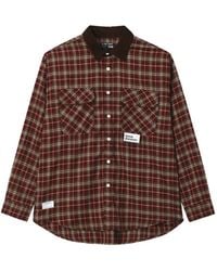 Izzue - Check-Pattern Corduroy-Collar Shirt - Lyst