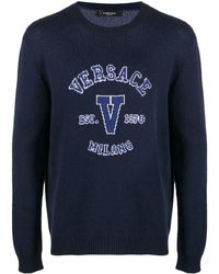 Versace - Intarsien-Pullover mit Logo - Lyst