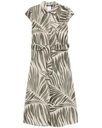 Pennyblack - Palm-Print Belted Midi Dress - Lyst