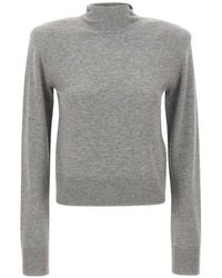 ROTATE BIRGER CHRISTENSEN - Bow-Detail Padded-Shoulder Sweater - Lyst