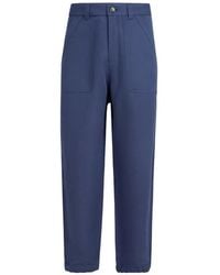 Brunello Cucinelli - Linen And Cotton Drill Trousers With Patch Pockets And Drawstring - Lyst
