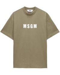 MSGM - Cotton T-Shirt With Printed Logo - Lyst