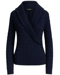 Ralph Lauren - Schalkragen-Pullover Mit Zopfmuster - Lyst