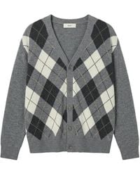 DUNST - Cardigan À Motif Losanges En Intarsia - Lyst