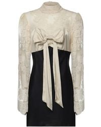 For Love & Lemons - Grace Lace Bow Mini Dress - Lyst