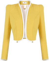 Elisabetta Franchi - Contrast-Trim Cropped Jacket - Lyst