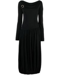 Lanvin - Long-Sleeve Asymmetric Midi Dress - Lyst