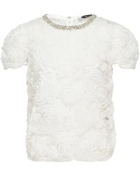 Self-Portrait - Rosette-Embellished Sequined Top - Lyst
