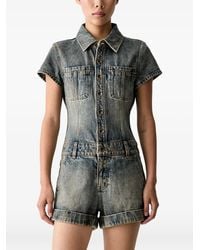 Miss Sixty - Patchwork-Logo Denim Playsuit - Lyst