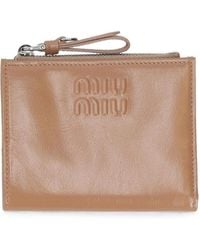 Miu Miu - Embossed-Logo Leather Wallet - Lyst