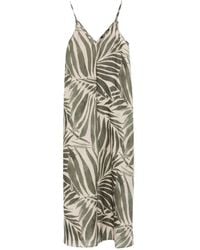 Pennyblack - Leaf-Print V-Neck Midi Dress - Lyst