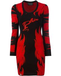 Philipp Plein - Flame Pattern Knitted Dress - Lyst