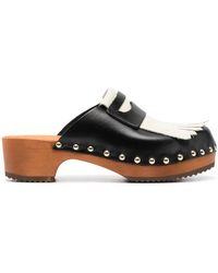 サンダル・ミュール Jejia Fringe-Detail Leather Clogs Jejia Fringe-Detail Leather Clogs in White | Lyst