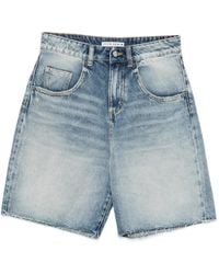 ICON DENIM - Frayed Denim Shorts - Lyst