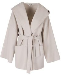 Hevò - Montedoro Hooded Belted Oversized Coat - Lyst