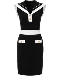 KARL LAGERFELD - Sailor-Collar Contrast-Trim Mini Dress - Lyst