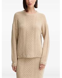 Twinset - Cable-Knit Pearl-Embellished Sweater - Lyst