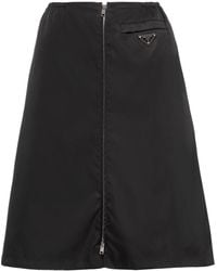 Prada A-line Skirt With Front Zipper - Black