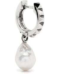 Emanuele Bicocchi - Pyramid Stud Pearl Hoop Earring - Lyst