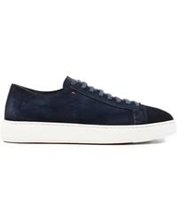 Santoni - Suede Lace-Up Sneakers - Lyst