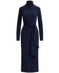 Ralph Lauren - Tie-Front Turtleneck Midi Dress - Lyst