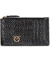Pinko - Love Birds-Hardware Leather Cardholder - Lyst