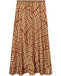 Tory Burch - Abstract-pattern Print Silk Pleated Skirt - Lyst