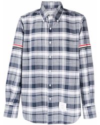 Thom Browne - Rwb-stripe Checked-print Shirt - Lyst