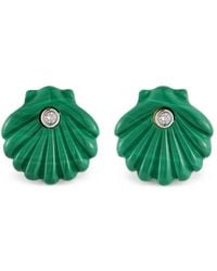 Mateo - Venus Carved Malachite And Diamonds Earrings - Lyst