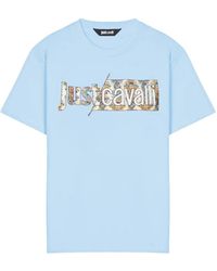 Just Cavalli - Floral-Logo T-Shirt - Lyst