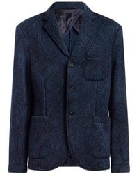 Etro - Single-Breasted Wool-Blend Jacquard Jacket With Arnica-Motif - Lyst