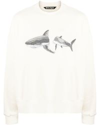 Palm Angels - Shark-print Crew-neck Sweatshirt - Lyst