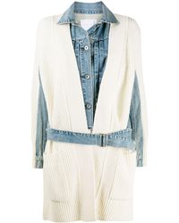 Sacai Denim-panel Hybrid Cardi-coat - White